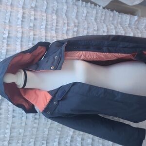 Columbia Dark Blue and Peach Outdoor/ski Jacket Women's Small